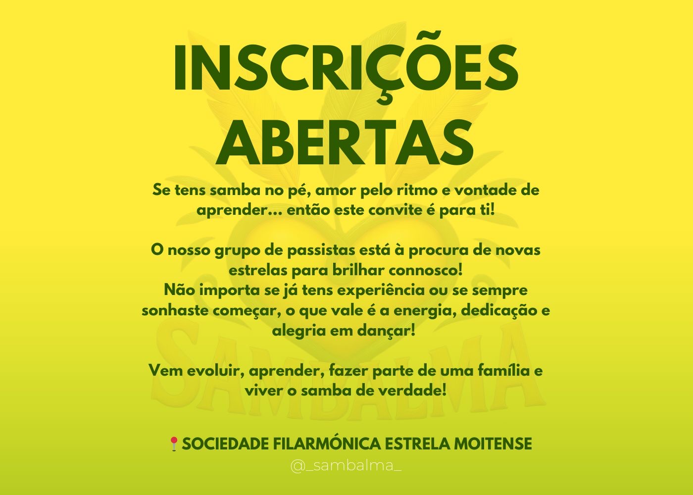 Inscrições abertas no SambAlma